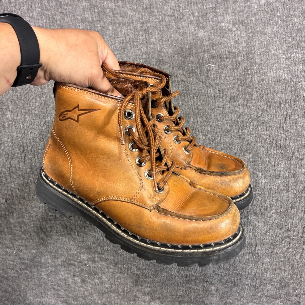 Alpinestars Troy Lee Designs Boots Women 5.5 Brown Leather Moc Toe Motorcycle